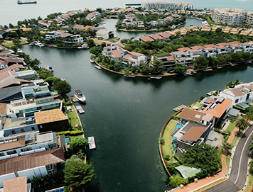 Residential properties along a canal